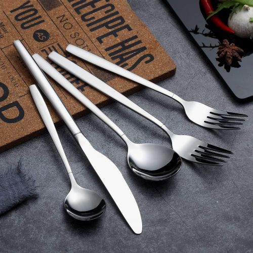  [아마존베스트]Berglander Flatware Set 20 Pieces, Stainless Steel Flatware Set, Silverware Set Service For 4