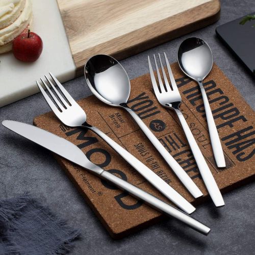  [아마존베스트]Berglander Flatware Set 20 Pieces, Stainless Steel Flatware Set, Silverware Set Service For 4