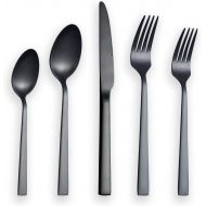 [아마존베스트]Matte Black Silverware Set, Berglander Satin Black Flatware Set, Stainless Steel With Titianium Plating, Brushed Black Cutlery Set, Service For 4 ( Matte Black)