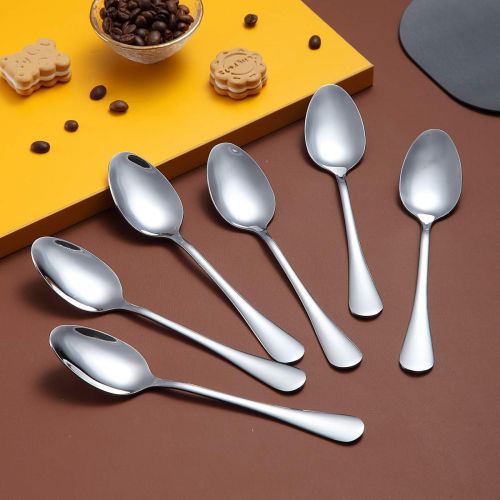  [아마존베스트]Dinner Spoon of 6, Berglander 7.5 Stainless Steel Shiny Polish Soup Spoons Silverware, Soup Spoon Table Spoon Set Sturdy Easy To Clean, Dishwasher Safe