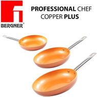 Bergner Original Chef Copper PlusSet mit 3super robusten Kupferpfannen. Durchmesser 20 cm /24 cm / 28 cminnovative Antihaftbeschichtung ohne PFOA Boden geeignet fuer Induktionsh