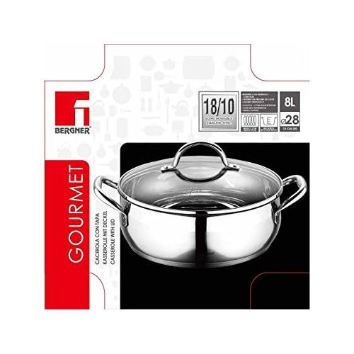  BERGNER GOURMET - SIMMERTOEPFE EDELSTAHL MIT DECKEL 28X13 CM 8L INDUKTIONSGEEIGNET