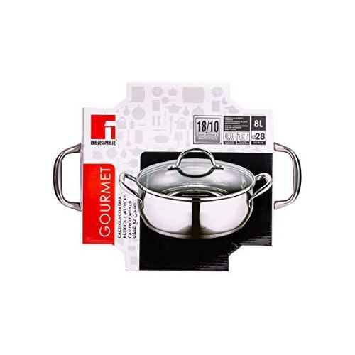  BERGNER GOURMET - SIMMERTOEPFE EDELSTAHL MIT DECKEL 28X13 CM 8L INDUKTIONSGEEIGNET