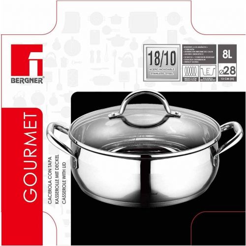  BERGNER GOURMET - SIMMERTOEPFE EDELSTAHL MIT DECKEL 28X13 CM 8L INDUKTIONSGEEIGNET