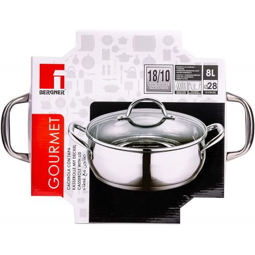  BERGNER GOURMET - SIMMERTOEPFE EDELSTAHL MIT DECKEL 28X13 CM 8L INDUKTIONSGEEIGNET