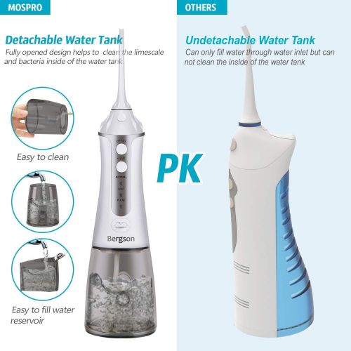  Cordless Water Flosser Professional Dental Oral Irrigator, Bergson Portable & Rechargable IPX7...