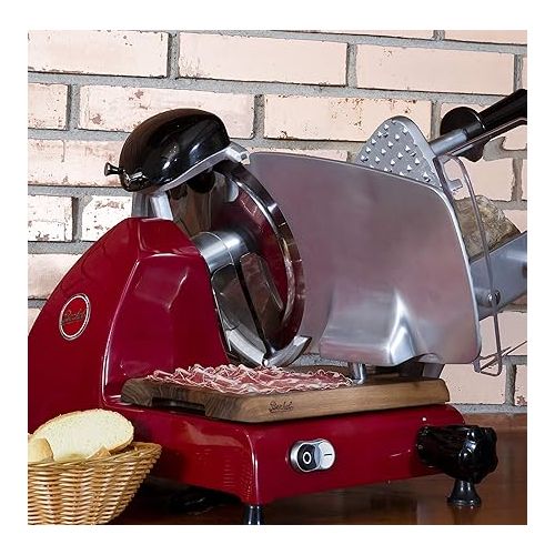  Berkel Red Line 220/250 Slicer Presenting Board, Wood and Stainless Steel Board, Block for Meat, Cheese, and Vegetables, Carving Cheese Charcuterie Serving Handmade, Italian Quality One Size