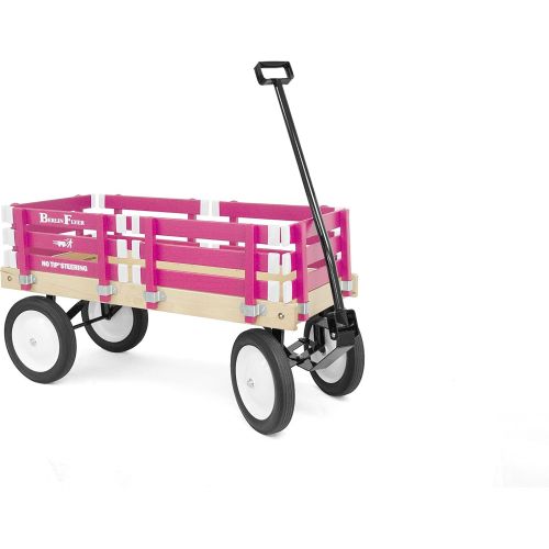  Berlin Classic Flyer Red Wagon for Kids - Amish Made in the USA! Hardwood & Reinforced Steel Body, Rubber Tires, No-Pinch Handle & No-Tip Steering, F310-SS Model