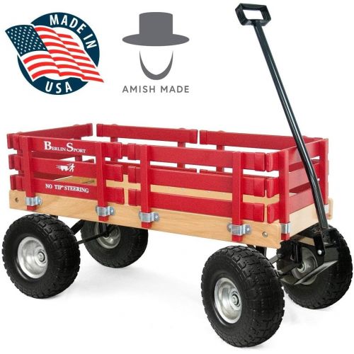  Berlin Flyer Ride Sport Wagon for Kids, All Terrain - Amish Made In the USA - Huge No-Flat Tires - No-Pinch Handle & No-Tip Steering, 300 lb Limit - F410-SS Wagon