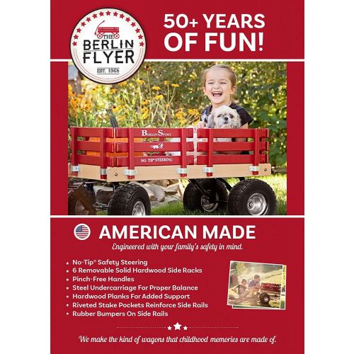  Berlin Flyer Ride Sport Wagon for Kids, All Terrain - Amish Made In the USA - Huge No-Flat Tires - No-Pinch Handle & No-Tip Steering, 300 lb Limit - F410-SS Wagon