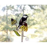 BerlinGlass Stained Glass Chickadee Suncatcher, Stained Glass Bird, Glass Art, Wildlife Art, Bird Lovers Gift