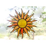 BerlinGlass Stained Glass Sun, Suncatcher, Glass Art, Window Decor, Handmade Glass Sun Catcher, Yellow Orange Suncatchers, Stained Glass Window Panel