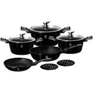 Berlinger Haus Black Metal Edition Kochtopf-Set, Marmor-Beschichtung, Aluminium, Turbo Induktion, 10-teilig