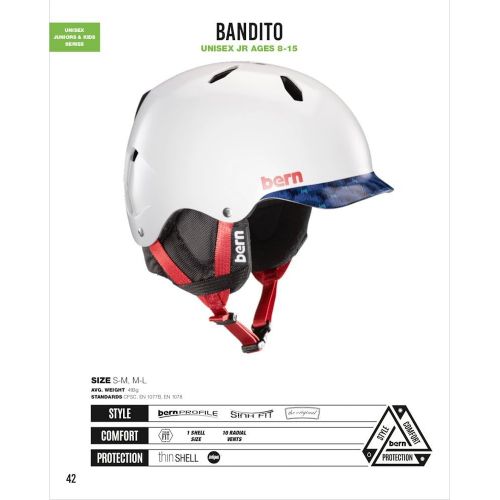 번 Bern Bandito Youth Helmet Satin Patriot Brimstyle