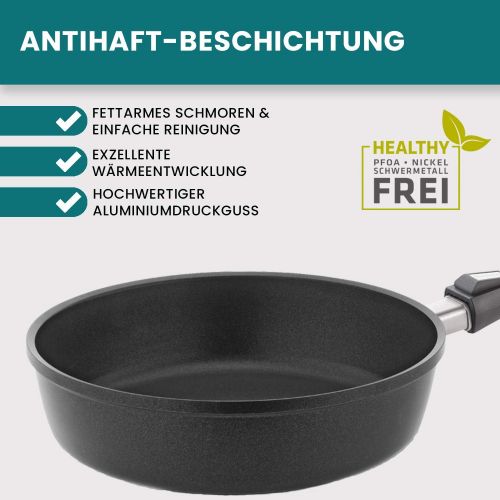  Berndes 031127 Vario Click Induction Aluguss Schmorpfanne antihaft mit abnehmbarem Griff 28 cm, 3,8 l