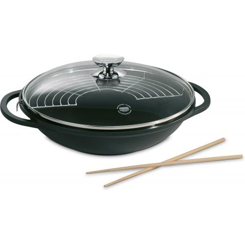  Berndes 031139 Vario Click Induction Aluguss Wok antihaft mit Glasdeckel und Zubehoer 32 cm, 5,5 l