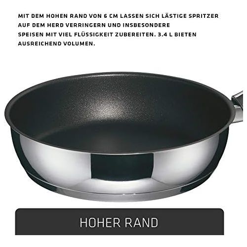  Berndes Schmorpfanne Injoy Special Edition 28 cm, hoher Rand, Pfanne fuer Induktion, Edelstahl, antihaft-beschichtet