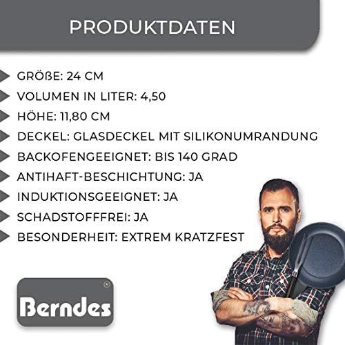  Berndes 21244 Balance Induction Enduro Kochtopf 24 cm, Aluminium, schwarz