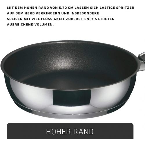  Berndes Schmorpfanne Injoy Special Edition 20 cm, hoher Rand, Pfanne fuer Induktion, Edelstahl, antihaft-beschichtet