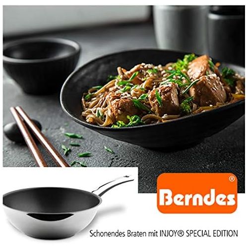  Berndes Stielwok Injoy Special Edition  Wokpfanne aus Edelstahl, Wok fuer Induktion, beschichtet, 28 cm