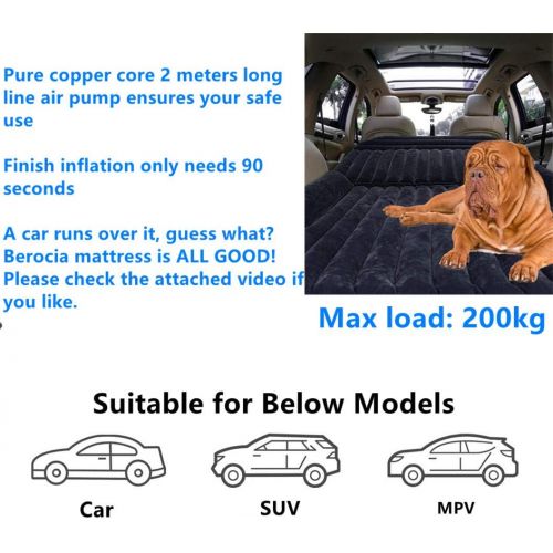  Berocia SUV Air Mattress, Thickened Car Bed Inflatable Home Air Mattress Portable Camping Outdoor Mattress, Flocking Surface, Fast Inflation