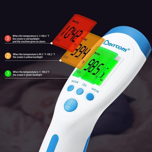  Berrcom Thermometer for Fever Digital Thermometer Non Contact Medical Infrared Forehead Thermometer Body Surface Room Baby Thermometer LCD Display Infrared Thermometer