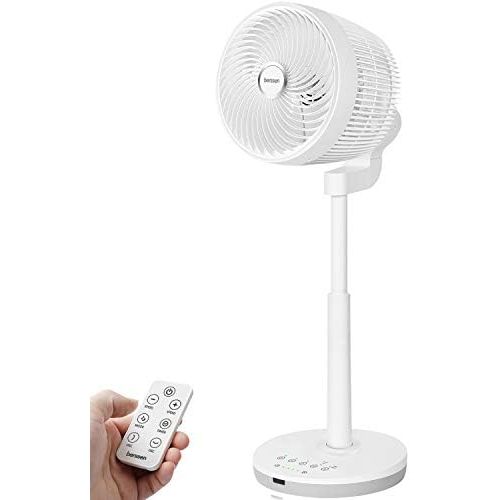  [아마존베스트]berssen Quiet Floor / Desk Fan - DC Motor with Remote Control - Height Adjustable - Turbo for Air Circulation - Touch Screen - 4 Wind Strengths - 4 Blades - 30 W