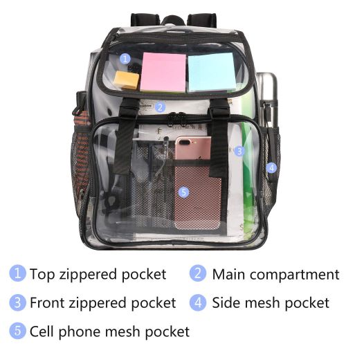  Bertar Clear Backpack Transparent Heavy Duty Student Bookbag For Work Security