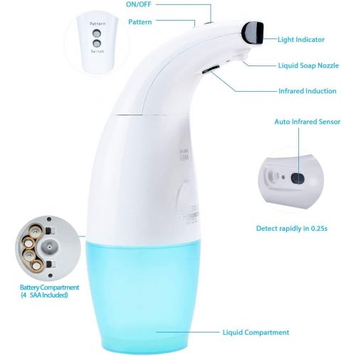  BesLife 330ml/11oz Capacity Automatic Soap Dispenser, Automatic Foaming Hand Free Touchless Smart Foaming Soap Dispenser, Foam Liquid Soap Dispenser for Bathroom/Kitchen/Office, Ba