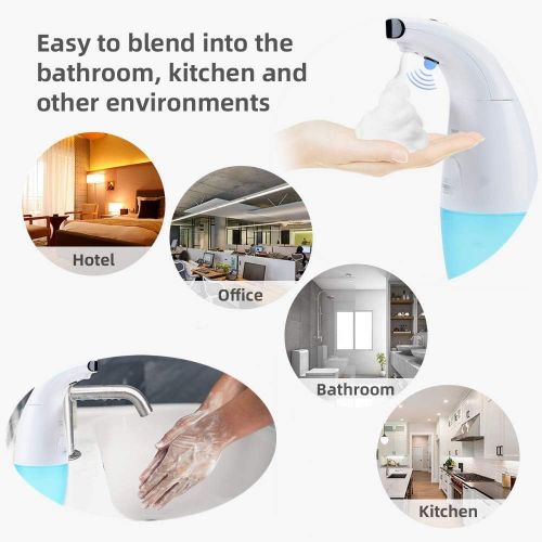  BesLife 330ml/11oz Capacity Automatic Soap Dispenser, Automatic Foaming Hand Free Touchless Smart Foaming Soap Dispenser, Foam Liquid Soap Dispenser for Bathroom/Kitchen/Office, Ba