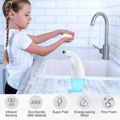  BesLife 330ml/11oz Capacity Automatic Soap Dispenser, Automatic Foaming Hand Free Touchless Smart Foaming Soap Dispenser, Foam Liquid Soap Dispenser for Bathroom/Kitchen/Office, Ba