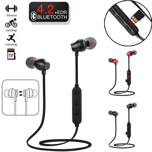  Bescita bescita Bluetooth Sport in-Ear Kopfhoerer, TF MP3-Flash-Speicherkarte SD-Karte V4.2 Stereo Magnetischer Sport Ohrhoerer mit 10 Meter Reichweite, Eingebautes Mikrofon fuer iPhone, Huaw