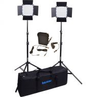 Bescor FP-900 Bi-Color LED Wirelessly Controlled 2-Light Kit with Battery