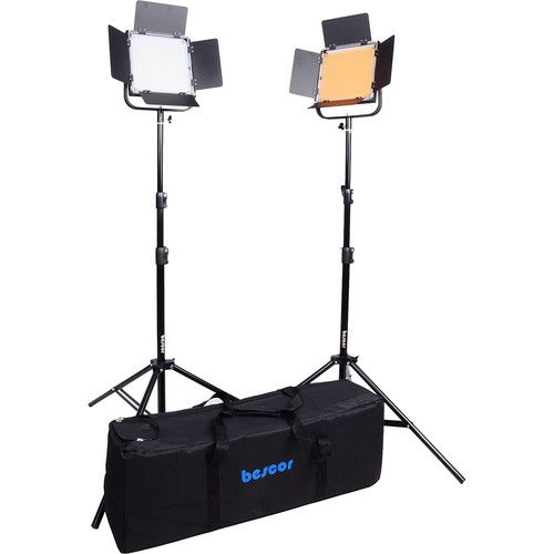  Bescor FP-900 Bi-Color LED Wirelessly Controlled 2-Light Kit with Battery