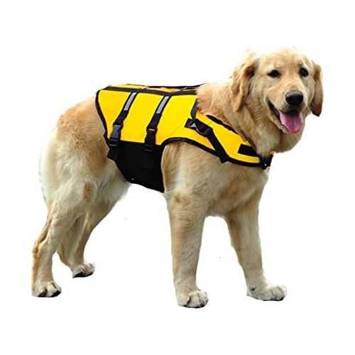  Besmall Dog Life Jacket for Dog Lifejacket Lifesaver Safety Reflective Vest Pet Life Preserver with Neck Pad and Reflecting Strip Strong Buoyancy