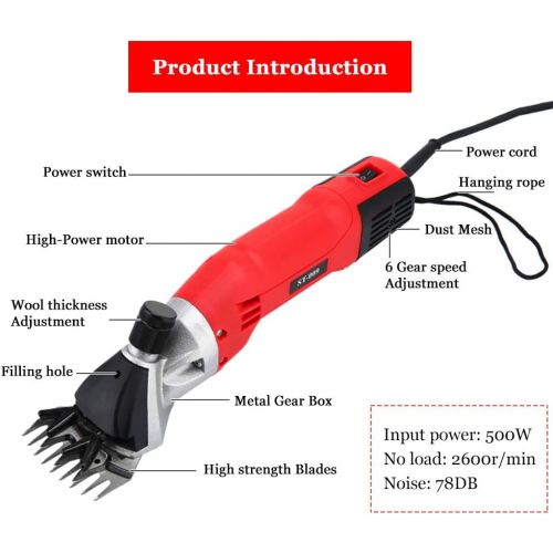  Bespick Electric Wool Shears, High-Power Wool Fader Elektrische Schafscheren, Electric Wool Shears, 500w Sheep Goat Shearing Machine, Shears Cutter 0-2600 RPM