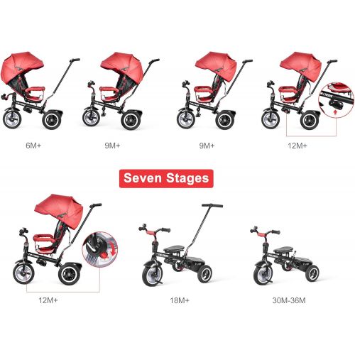  [아마존 핫딜] [아마존핫딜]Besrey besrey Kids Trike 7 in 1 Baby Tricycle Stroller Bike with Push Handle, Rear Facing Seat, for Toddler Boys/Girls, 1-6 Years