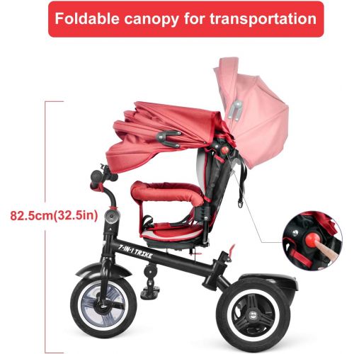  [아마존 핫딜] [아마존핫딜]Besrey besrey Kids Trike 7 in 1 Baby Tricycle Stroller Bike with Push Handle, Rear Facing Seat, for Toddler Boys/Girls, 1-6 Years