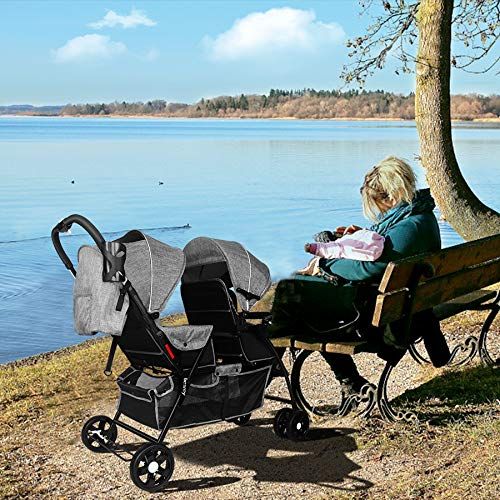  [아마존 핫딜]  [아마존핫딜]Besrey Geschwisterwagen Doppel-Kinderwagen fuer Zwillinge oder Geschwister. Mit Regenschutz. Von Geburt bis 3 Jahre. Grau.