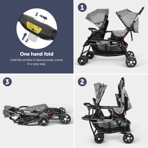  [아마존 핫딜]  [아마존핫딜]Besrey Geschwisterwagen Doppel-Kinderwagen fuer Zwillinge oder Geschwister. Mit Regenschutz. Von Geburt bis 3 Jahre. Grau.