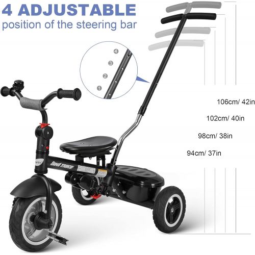  [아마존베스트]besrey Baby Tricycle 7 in 1 Kid Push Trike Stroller Bike with Parent Handle Rear Facing Rubber Wheel Boy Girl Toy 9 M - 6 Years