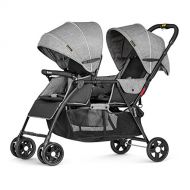 Besrey Double Stroller for Baby and Toddler-Tandem Duo Connect Strollers - Gray