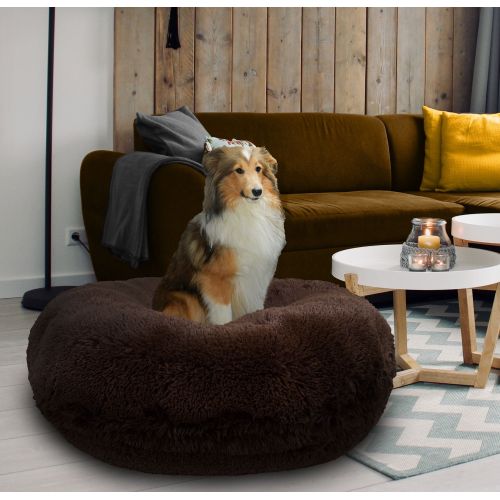  Bessie and Barnie Extra Plush Faux Fluffy Fur Bagel Dog and Pet Bed