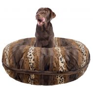 Bessie and Barnie Extra Plush Faux Fur Textured Stripe Bagel Dog and Pet Bed
