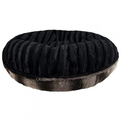  Bessie and Barnie Extra Plush Faux Fur Double-Sided Wavy Striped Top Bagel Dog and Pet Bed