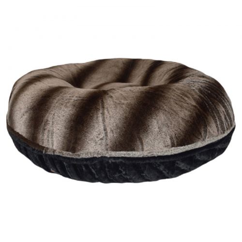  Bessie and Barnie Extra Plush Faux Fur Double-Sided Wavy Striped Top Bagel Dog and Pet Bed