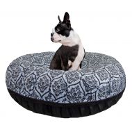 Bessie and Barnie Extra Plush Faux Fur Double-Sided Versaille-Themed Wavy Bagel Dog and Pet Bed