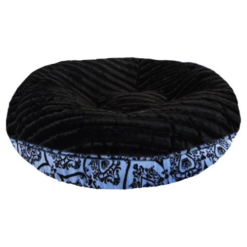 Bessie and Barnie Extra Plush Faux Fur Double-Sided Versaille-Themed Wavy Bagel Dog and Pet Bed