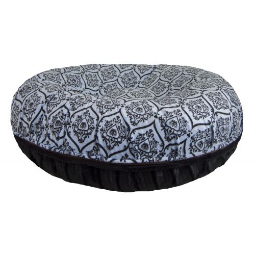  Bessie and Barnie Extra Plush Faux Fur Double-Sided Versaille-Themed Wavy Bagel Dog and Pet Bed