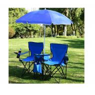 Best Costway Portable Folding Picnic Double Chair W/Umbrella Table Cooler Beach Camping Chair